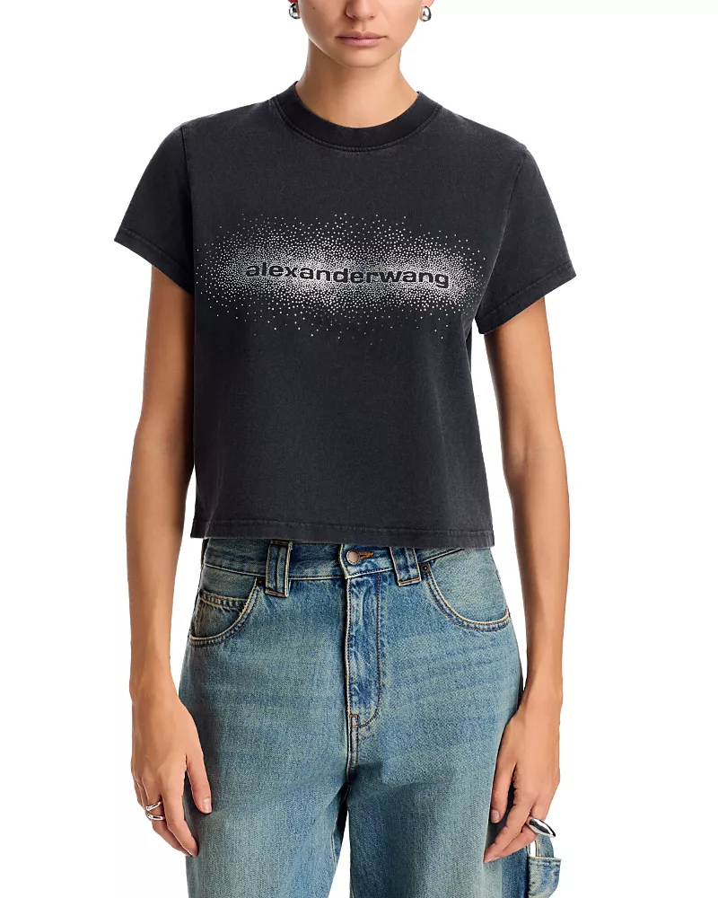 alexanderwang Shrunken Cropped Hotfix Logo Tee