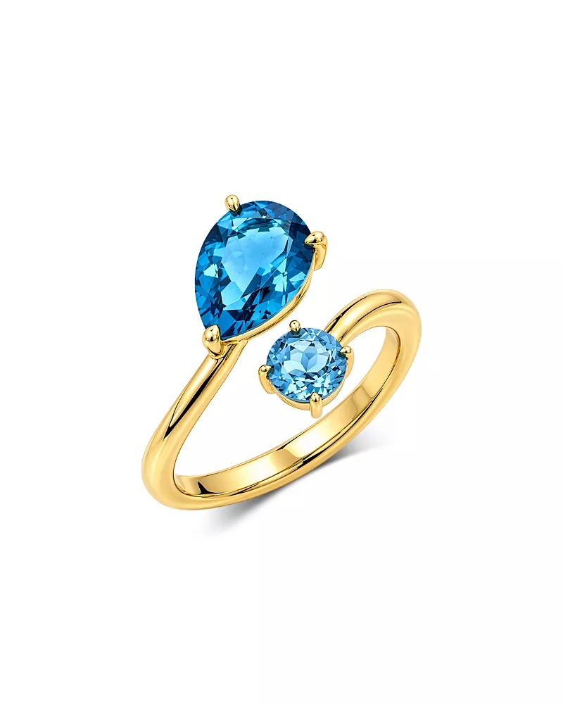 Bloomingdale's Fine Collection Blue Topaz Crossover Ring in 14K Yellow Gold