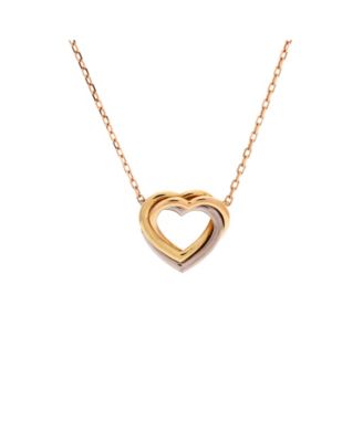  Trinity Heart Pendant Necklace 18K Tricolor Gold, 16.25"