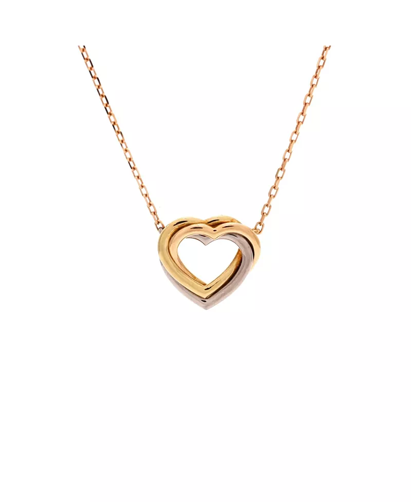 Pre-Owned Cartier Trinity Heart Pendant Necklace 18K Tricolor Gold, 16.25