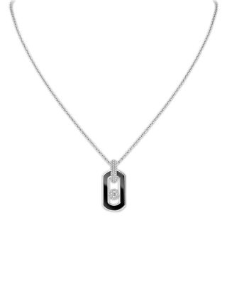 Messika 18K White Gold So Move Onyx & Diamond Moving Pendant Necklace, 21.65