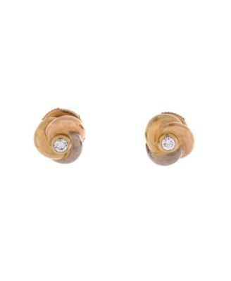  Mini Trinity Stud Earrings 18K Tricolor Gold with Diamond