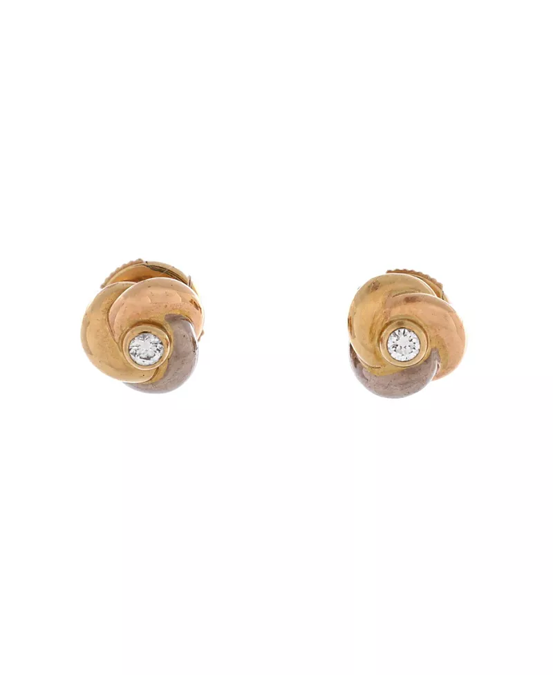 Pre-Owned Cartier Mini Trinity Stud Earrings 18K Tricolor Gold with Diamond