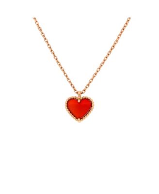 Pre-Owned Van Cleef & Arpels Sweet Alhambra Heart Pendant Necklace 18K Rose Gold and Carnelian, 15.75