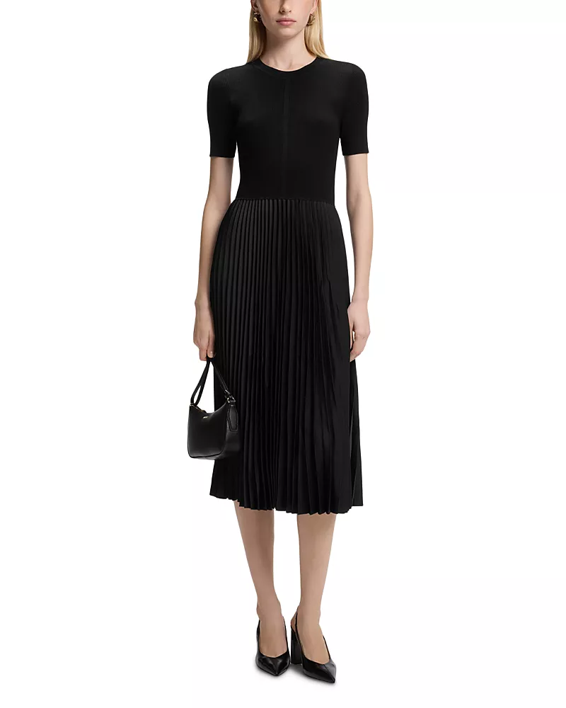 Hugo Boss Fadridi Pleated Fit & Flare Midi Dress - Exclusive