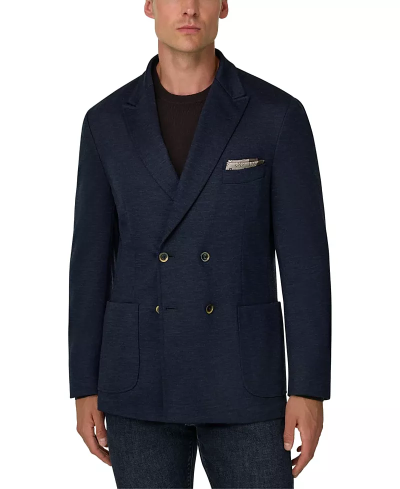 Boggi Milano Double-Breasted Wool Blend B Jersey Blazer