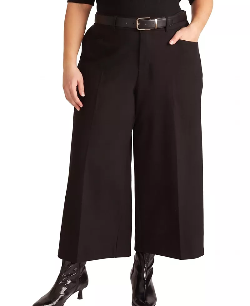 Universal Standard Women's Plus Cropped Wide-Leg Ponte Pants