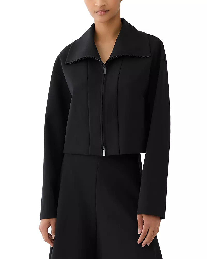 Lafayette 148 New York Oversized Collar Cropped Jacket