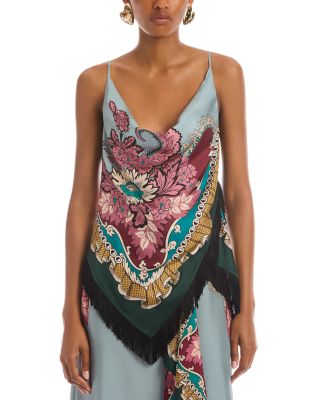 Spaghetti Scarf Silk Cowl Neck Top