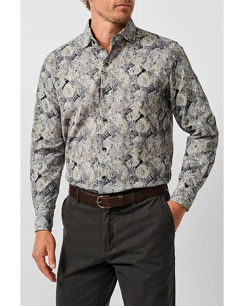 David Donahue Cotton Botanical Corduroy Sport Shirt