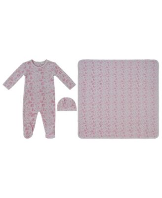  Girls' Woodland Toile Footie, Hat & Blanket Set - Baby