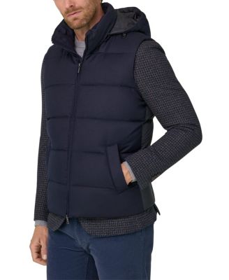  Padded Flannel Goose Down and Hood Gilet