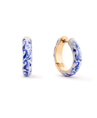  Giulia Medium Marble Blue Hoop Earrings