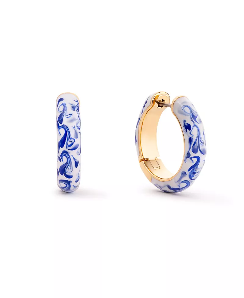 Ana Luisa Giulia Medium Marble Blue Hoop Earrings