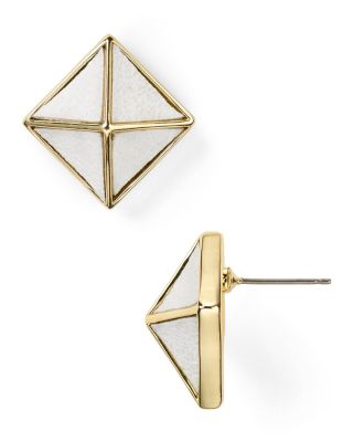 Belle Noel - 14kt Plated Leather Pyramid Stud Earrings
