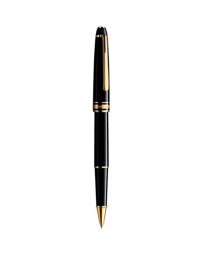 MONTBLANC Meisterstück Gold-Plated Black Resin Classique Rollerball Pen,12890