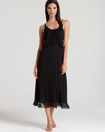 Oscar de la Renta Pink Label Cascading Ruffles Long Chemise ...