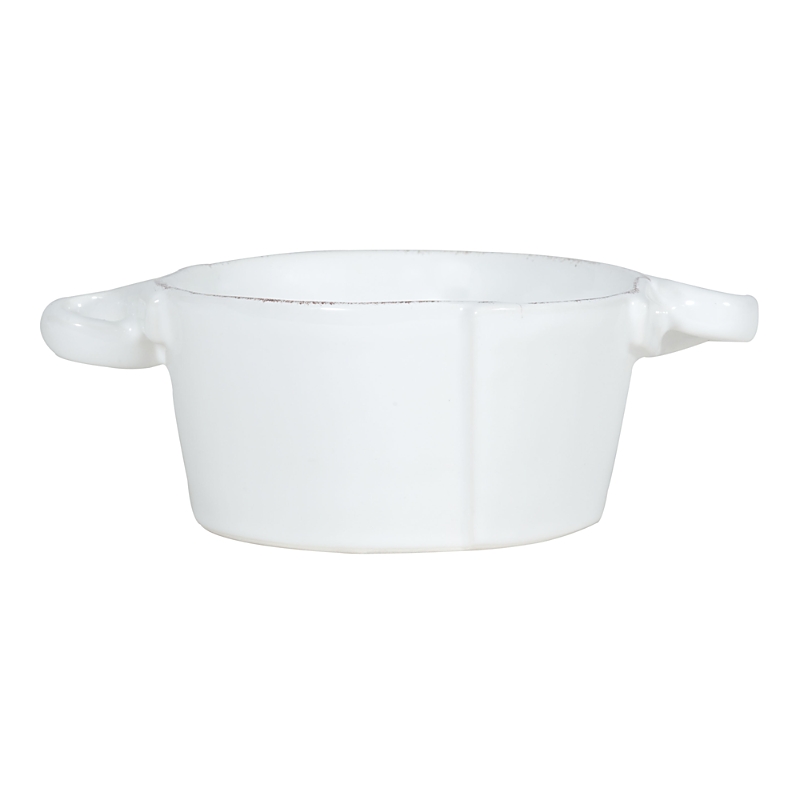 Vietri Lastra Collection Small Handled Bowl In White