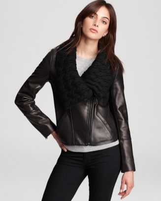 Via Spiga Susana Asymmetric Leather Jacket | Bloomingdale's