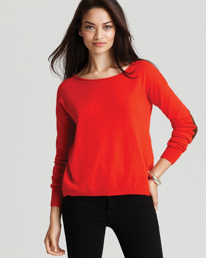 Sweater with suede top elbow patch