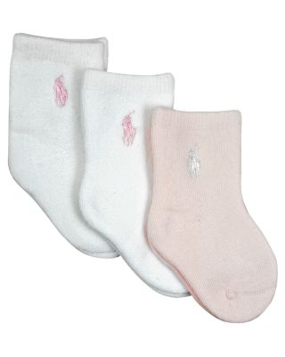 Ralph Lauren - Girls' Terry Crew Socks, 3 Pack - Baby