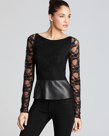 Bailey 44 - Bailey 44 Top - Lace with Leather Peplum