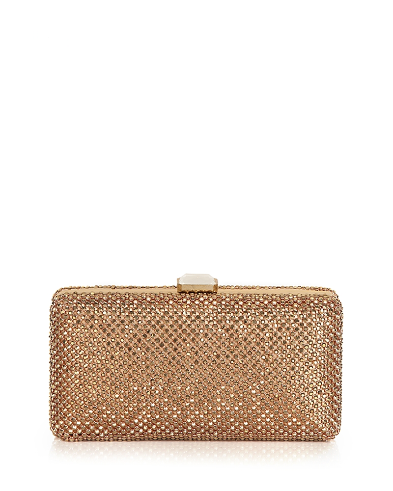 Sondra Roberts Rhinestone Box Clutch In Gold/gold