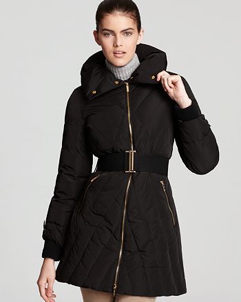 Calvin Klein Belted Coat with Gold Zipper | Bloomingdale's