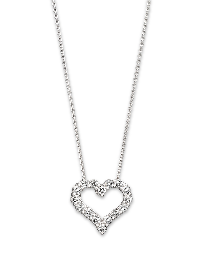 Diamond Heart Pendant Necklace in 14K White Gold, 0.25 tcw