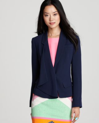Veste Blazer Femme Trina Turk Taille 6 - Laine Gris Foncé - Doublure Cachemire - Occasion TB
