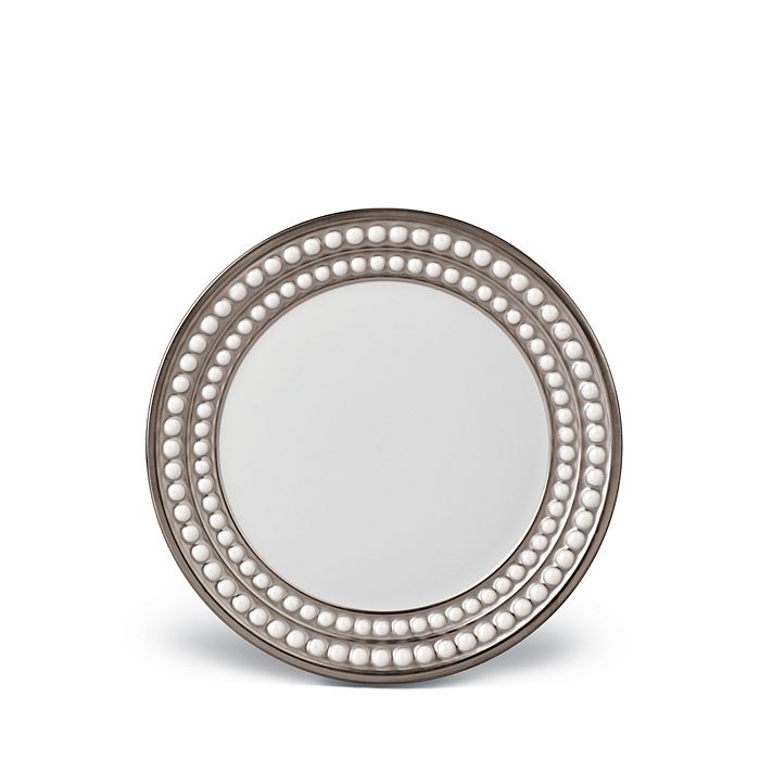 Shop L'objet Perlee Platinum Bread & Butter Plate In Platinum And White