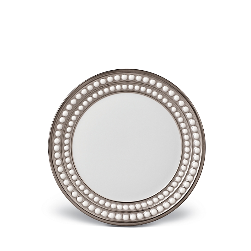 L'objet Perlee Platinum Bread And Butter Plate In Platinum And White