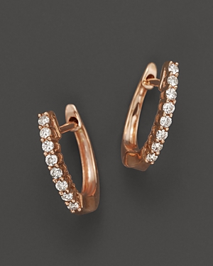 Diamond Huggie Hoop Earrings in 14K Rose Gold, 0.15 ct. t.w. - 100% Exclusive