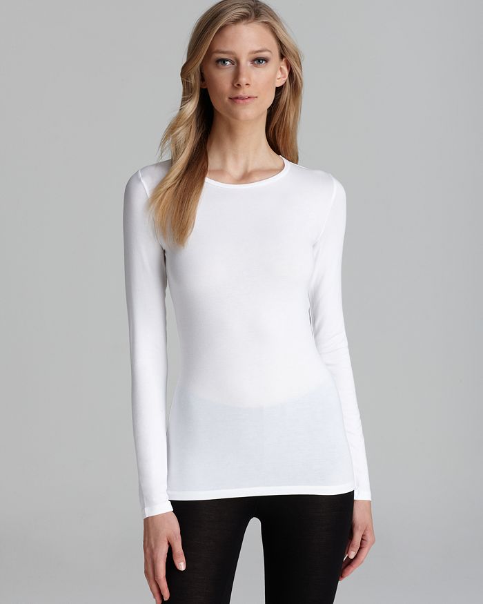 Shop Majestic Crewneck Long Sleeve Tee In White