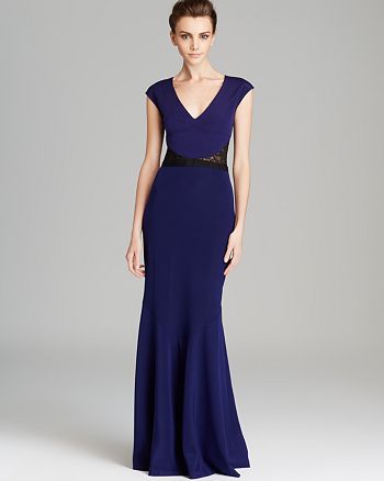 Nicole Miller New York Nicole Miller Lace Inset Back Bow Gown - Cap ...
