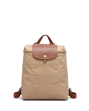 Longchamp Le Pliage Nylon Backpack In Beige/gold