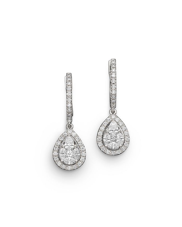 Bloomingdale's Diamond Fancy Cut Teardrop Earrings In 14k White Gold, 1.40 Ct. T.w. - 100% Exclusive In White Gold/white Diamonds
