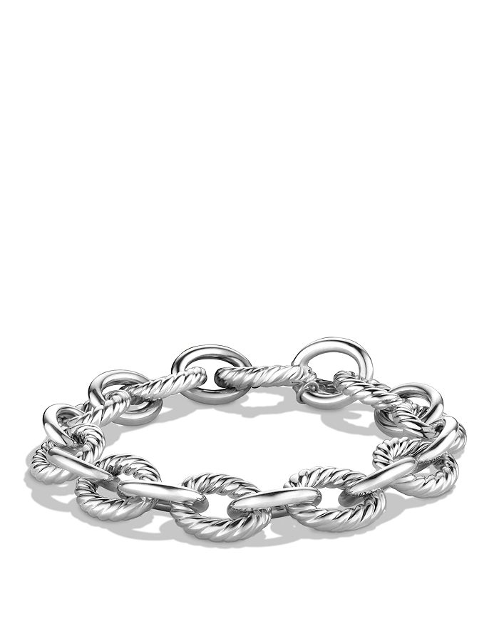 Shop David Yurman Large Oval Link Bracelet In Silver