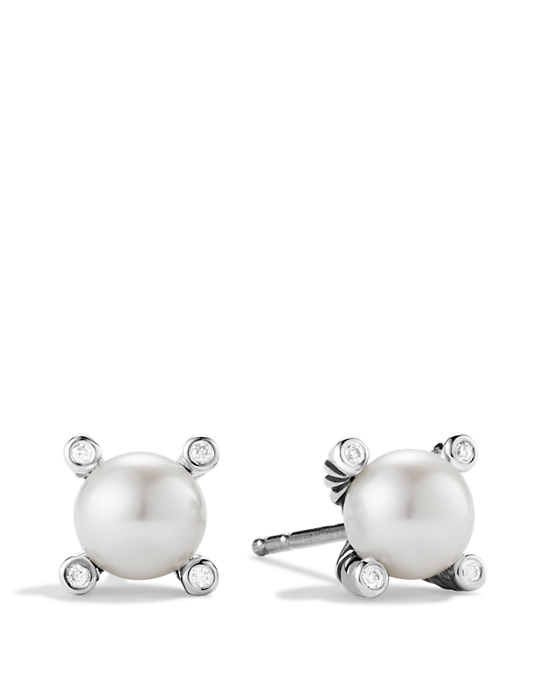 David Yurman Cultured Pearl Earrings with Diamonds