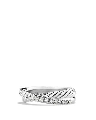 Crossover Ring with Diamonds