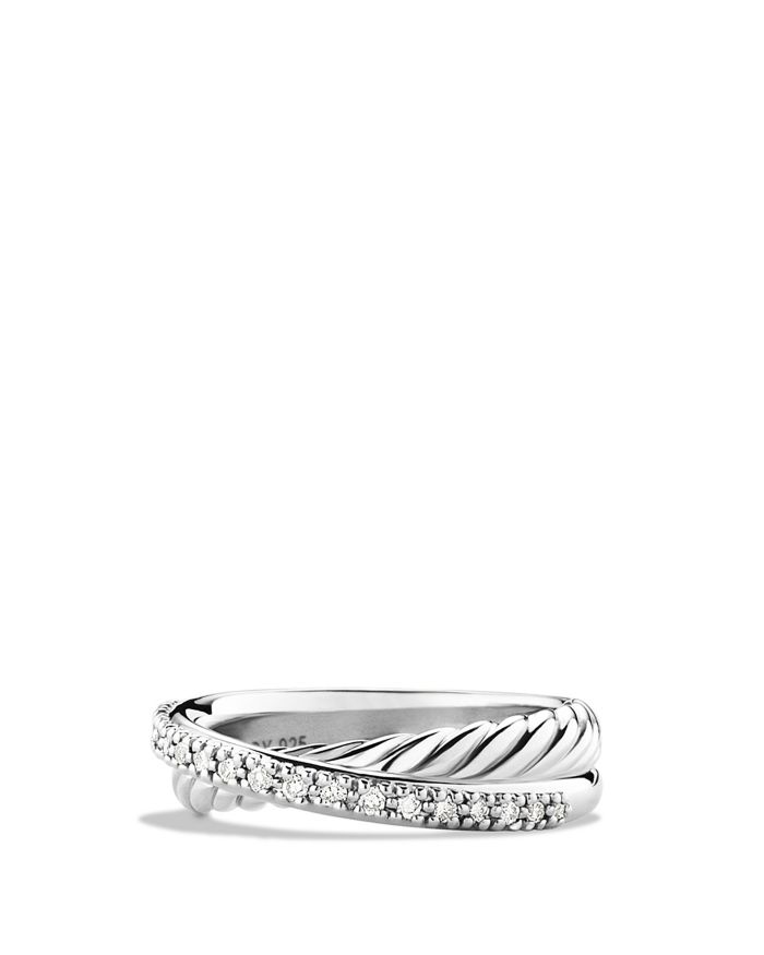 Crossover Ring with Diamonds