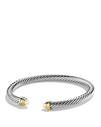 David Yurman - Cable Classics&reg; Bracelet with Cultured Freshwater Pearls and 14K Gold, 5mm