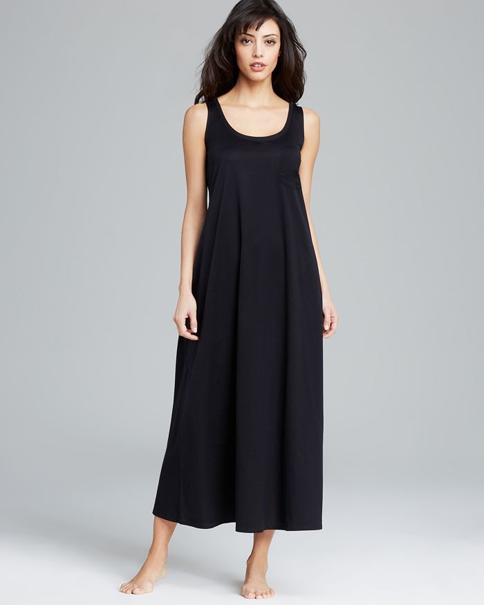 Shop Hanro Cotton Deluxe Tank Nightgown In Black
