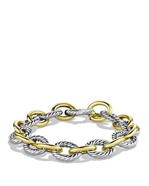 David Yurman 18kt Yellow Gold And Sterling Silver Oval Link Chain Bracelet In Silver/yellow Gold