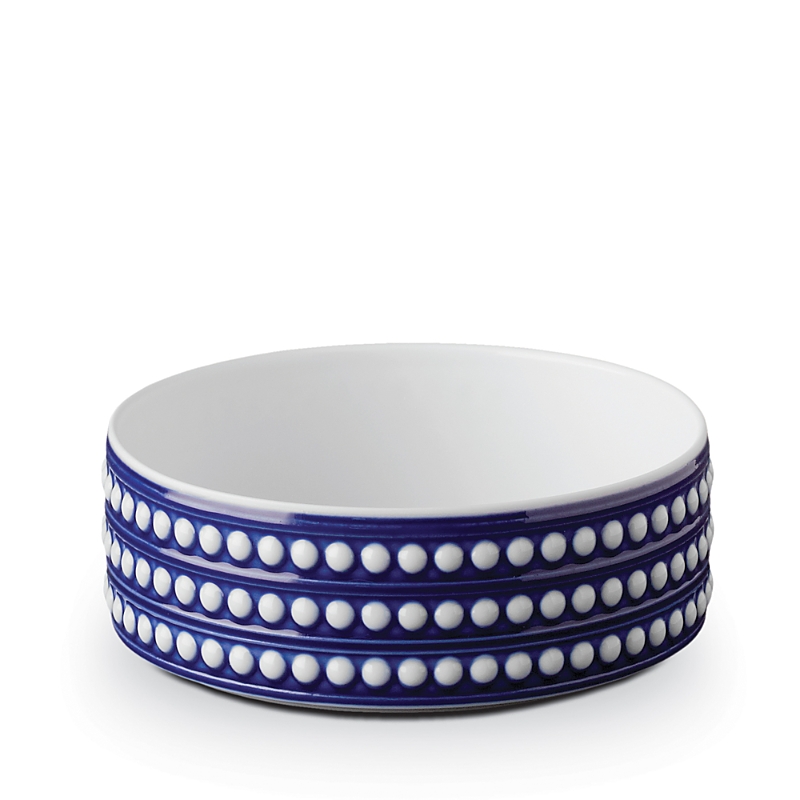 L'objet Perlee Bleu Deep Serving Bowl, Medium In Blue/white