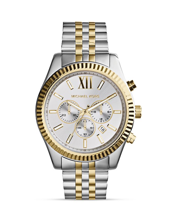 Shop Michael Kors Two-tone Lexington Watch, 45mm In Gold