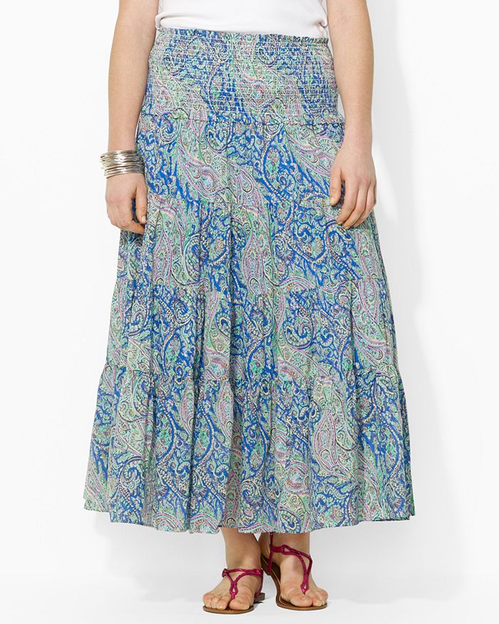 Ralph Lauren Plus Skirt with Smocked Waist | Bloomingdale's
