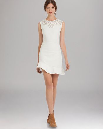 Maje Dress - Lace Inset Asymmetric Hem | Bloomingdale's