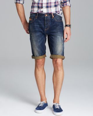 superdry officer slim denim shorts