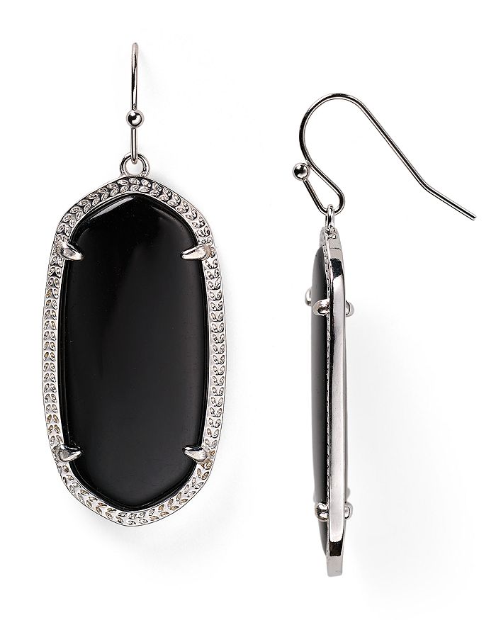 Kendra Scott Signature Elle Drop Earrings In Rhodium/black
